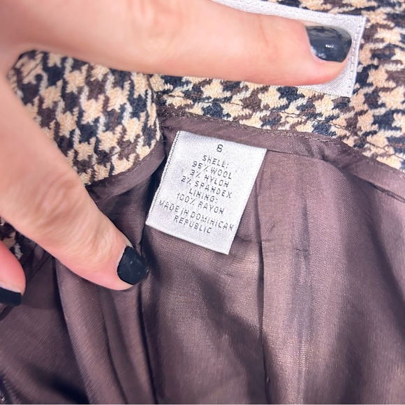 BROOKS BROTHERS houndstooth woool blend ankle crop dress pants O22 - Picture 6 of 7